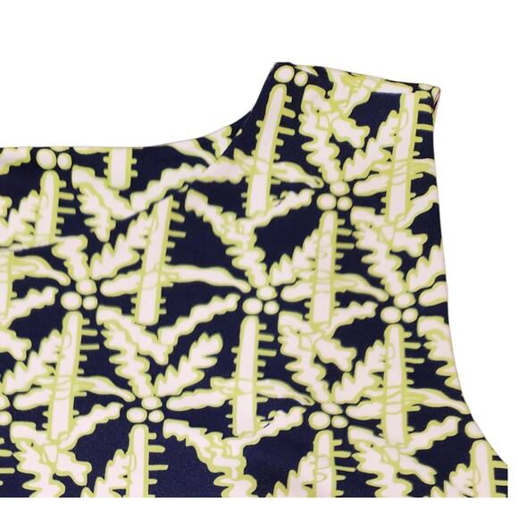 Lulu B Dress XL Palm Tree Print Navy Blue Green Sleeveless Midi Coastal Resort - Picture 4 of 9